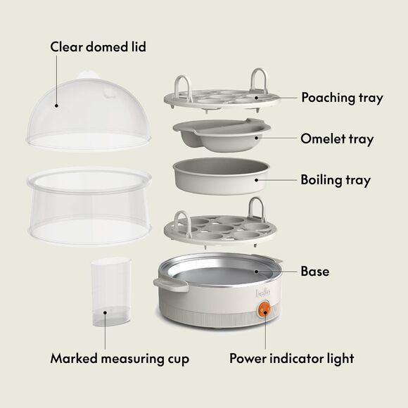 Bella Electric Egg Cooker Oatmilk 14 Egg Capacity Double Stack Auto Shutoff - Picture 4 of 8